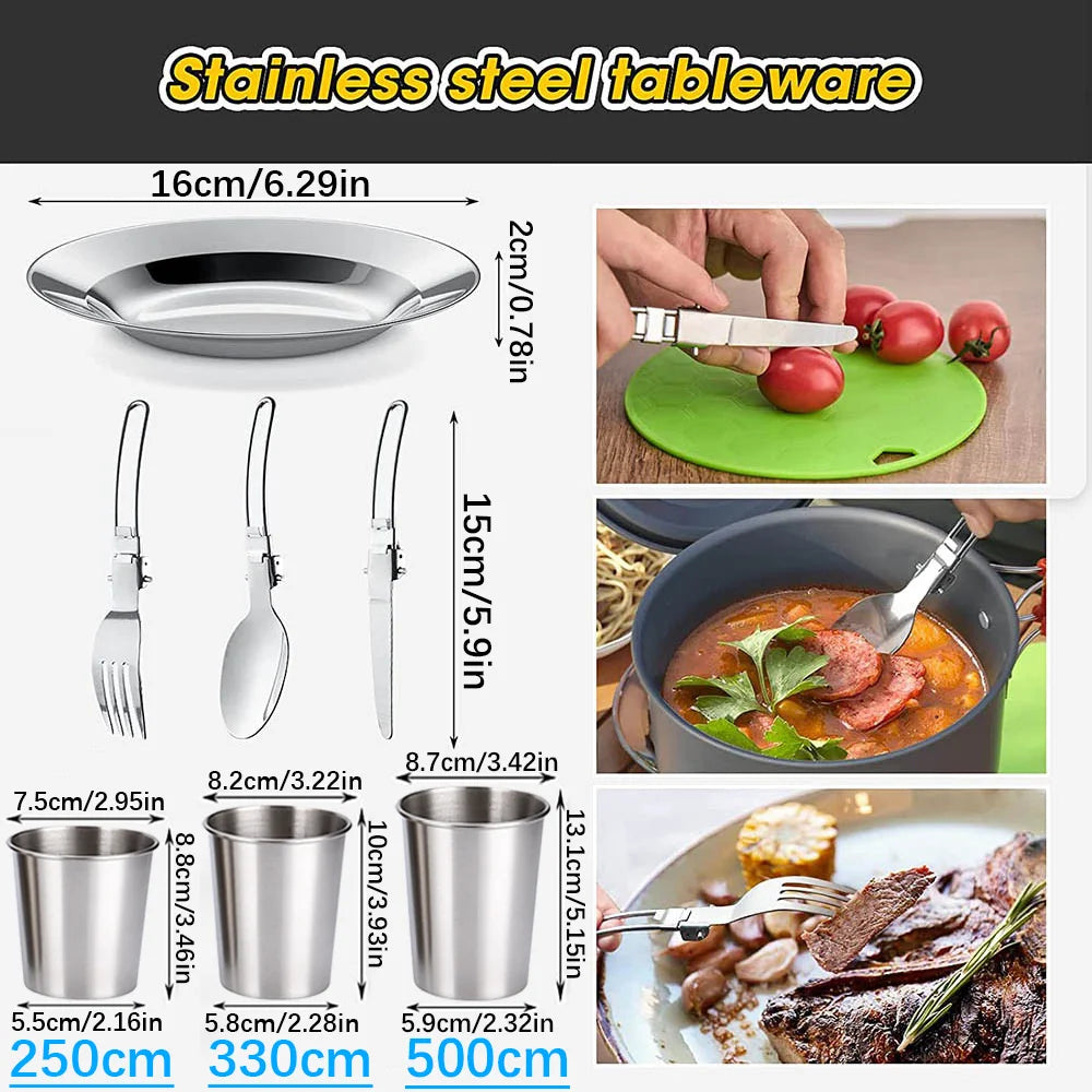 Portable Camping Cooking Set – Foldable Non-Stick Outdoor Cookware