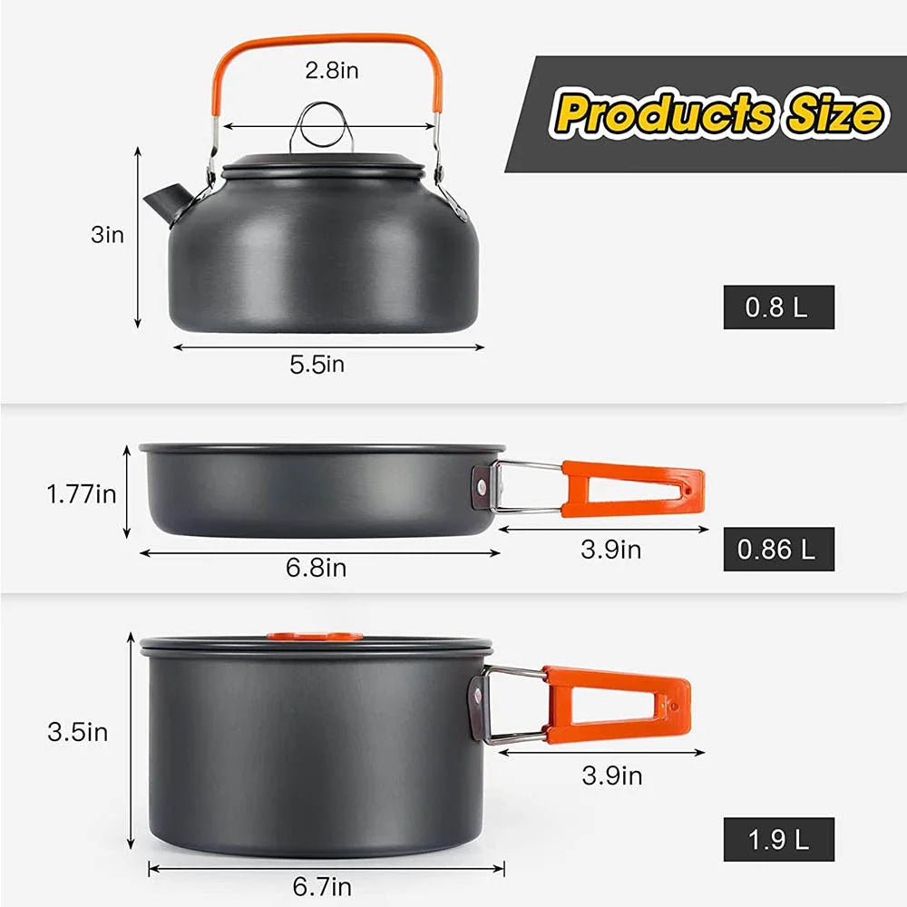 Portable Camping Cooking Set – Foldable Non-Stick Outdoor Cookware